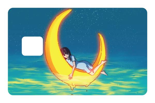 anime Girl on the Moon credit debit card skin