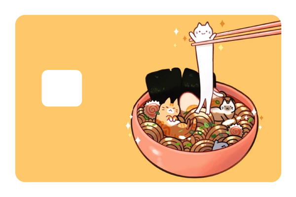 anime Long Cat Ramen credit debit card skin
