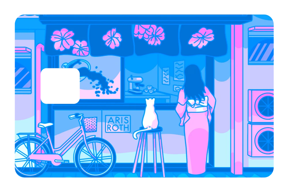 anime Late Night Cafe credit debit card skin