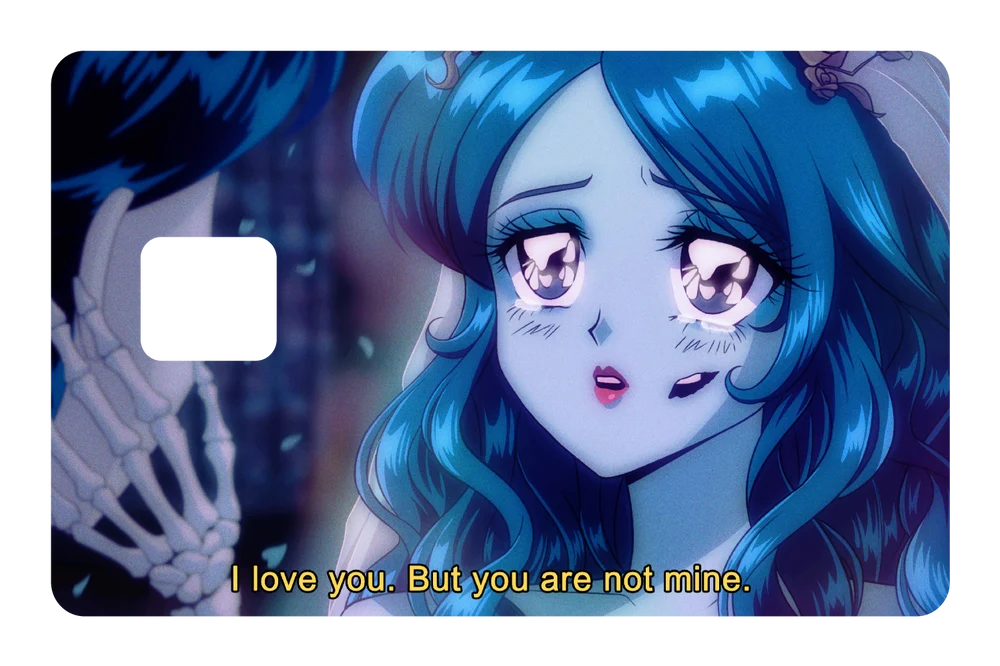 anime Corpse Bride - I love you but credit debit card skin