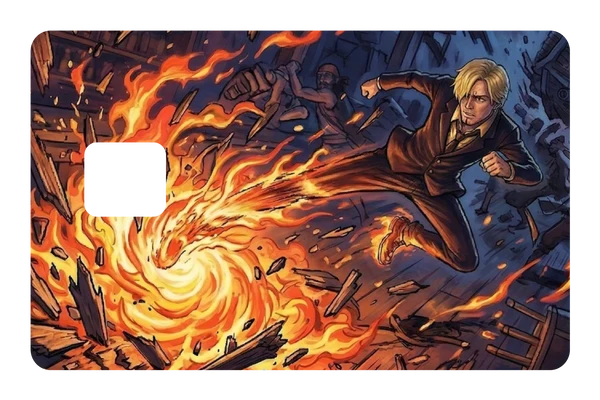 anime Sanji Fire Kick Impact credit debit card skin