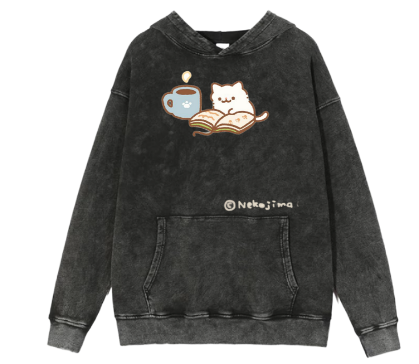 cat Oversize Hoodie Washed 100