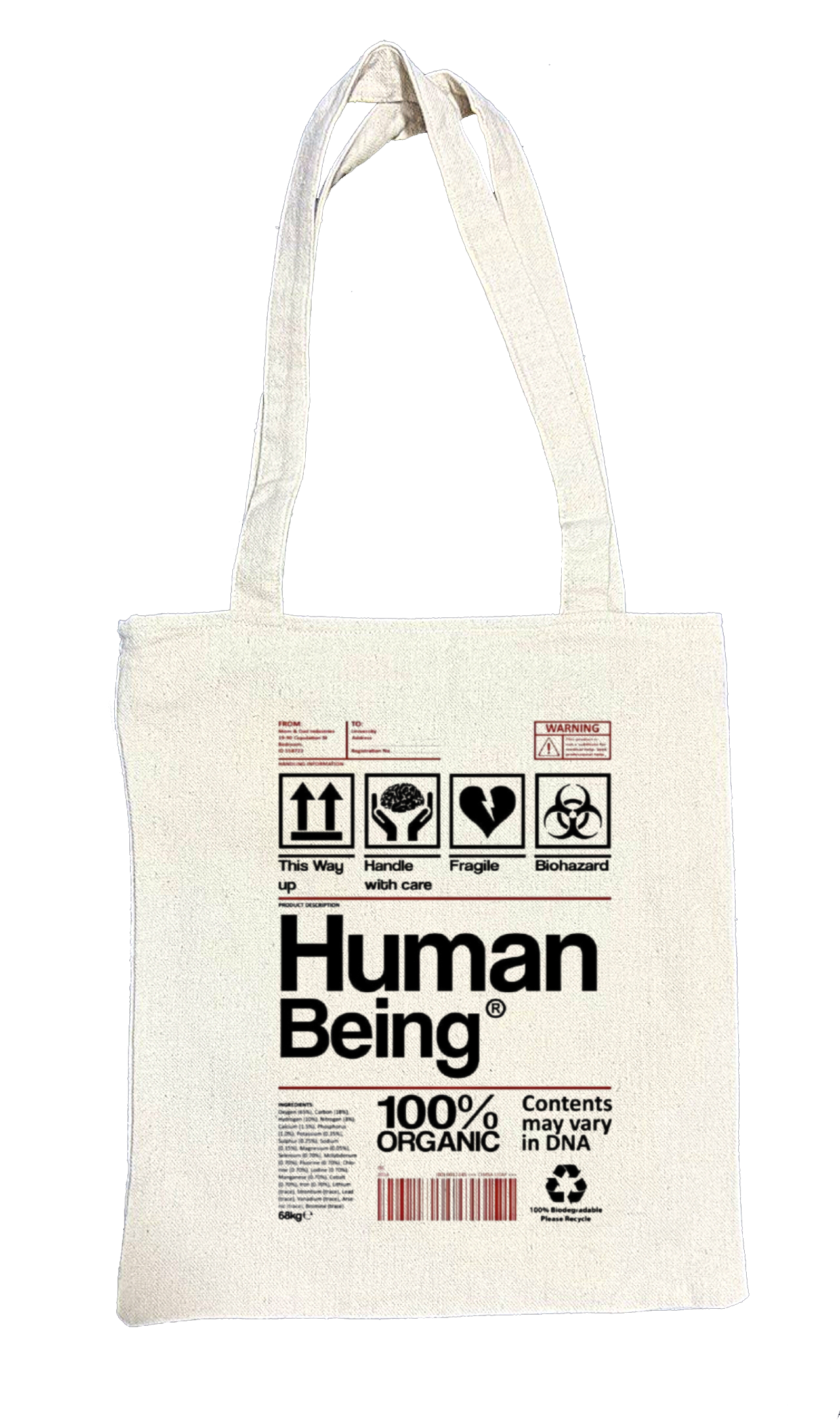 Human Being Back text tote bag beige 99