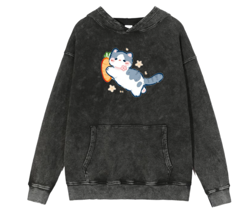 cat Oversize Hoodie Washed 102