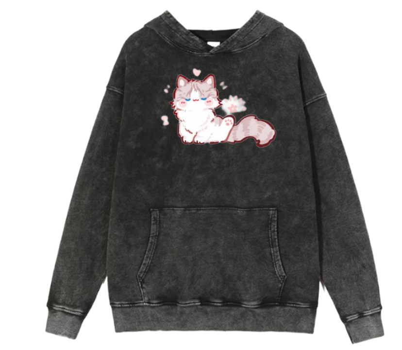 cat Oversize Hoodie Washed 103