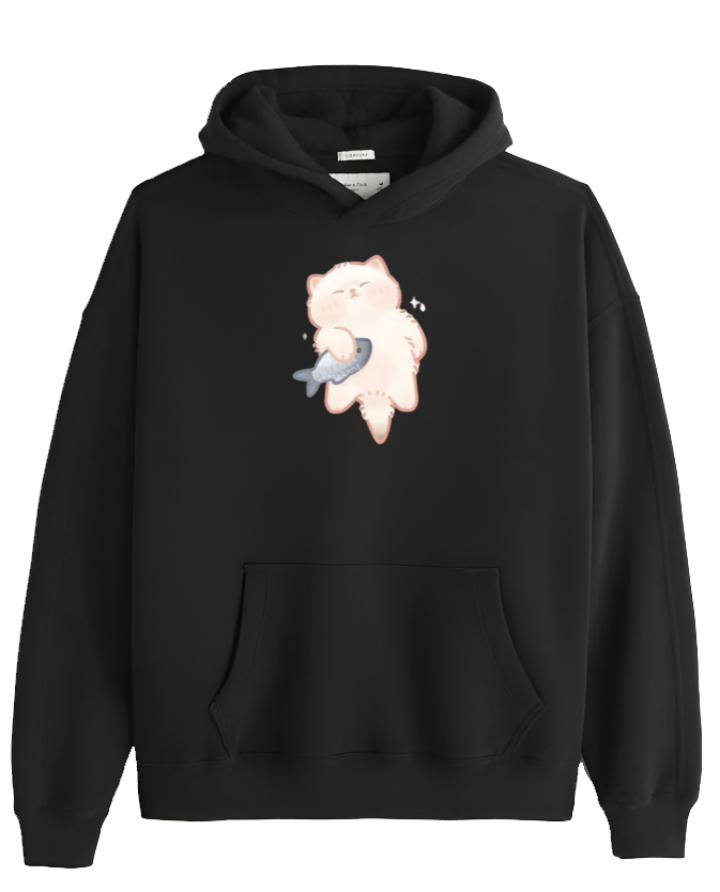 cat Oversize Hoodie Black 103