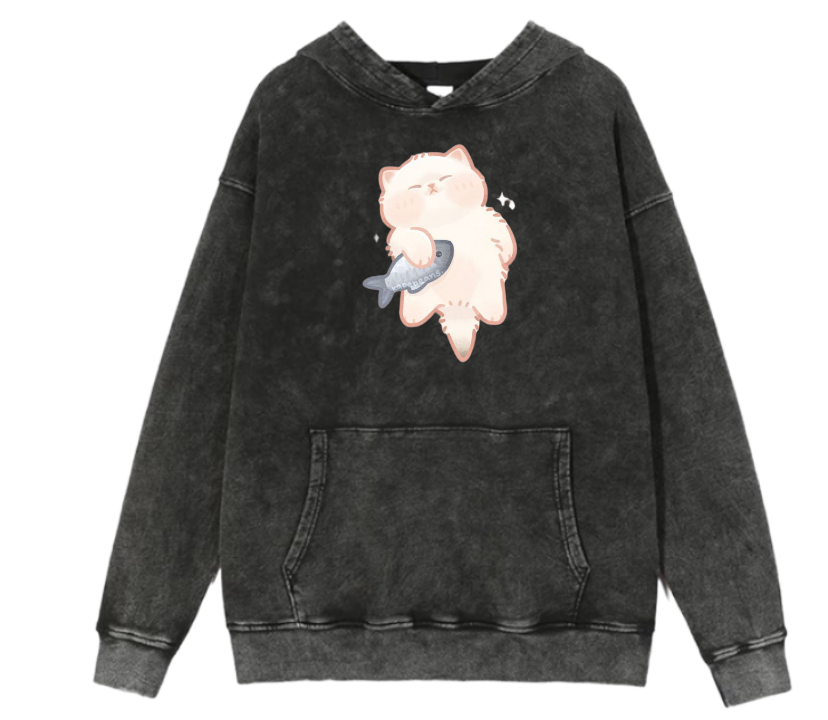 cat Oversize Hoodie Washed 104