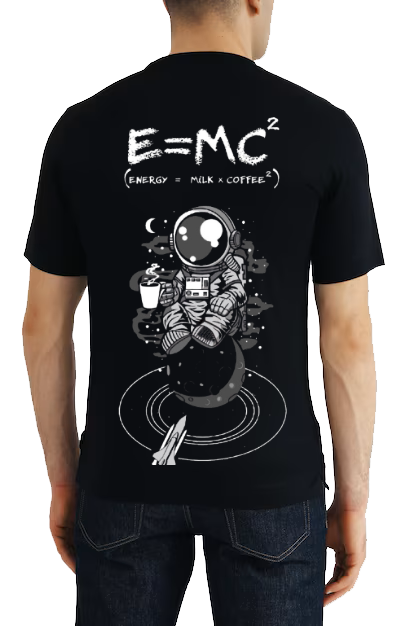 $E=MC^2$ Back text One Size t- shirt Black Back 100
