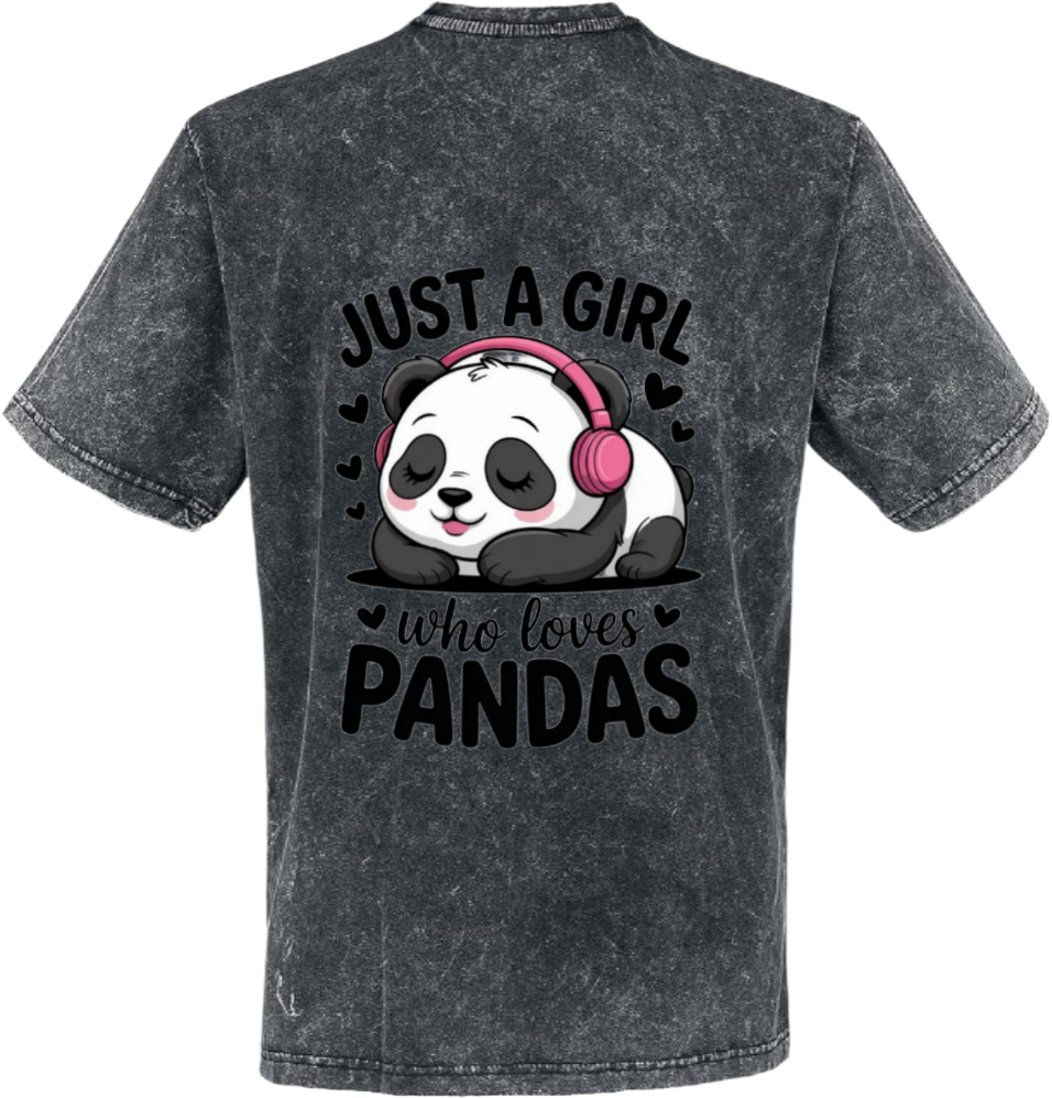 Just a Girl Who Loves Pandas t- shirt One Size Washed Back 105