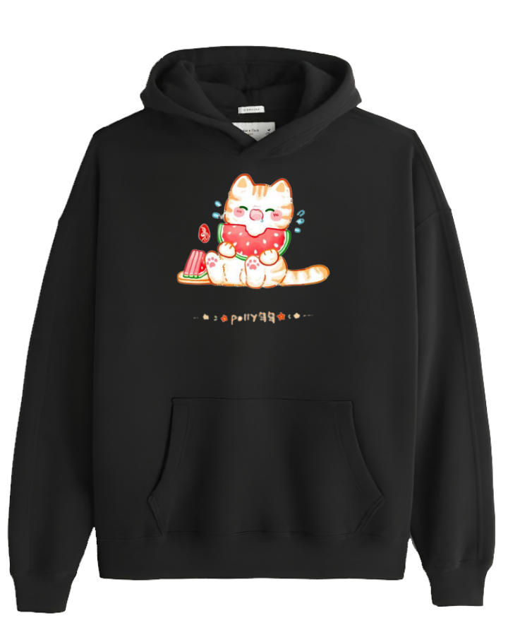cat Oversize Hoodie Black 105