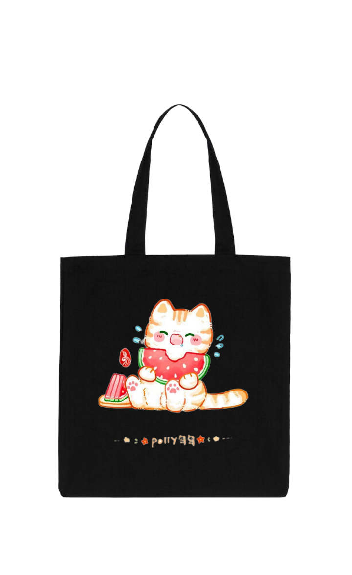 cat tote bag Black 106