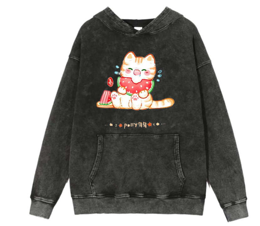 cat Oversize Hoodie Washed 106
