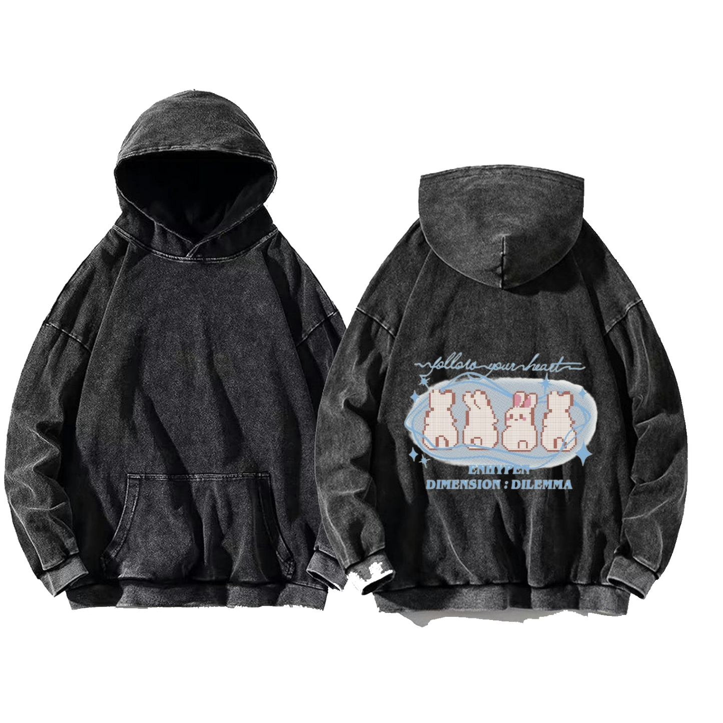 folloro your heart One Size hoodie Washed Back 88