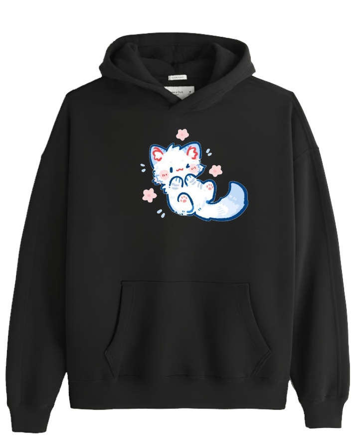 cat Oversize Hoodie Black 107