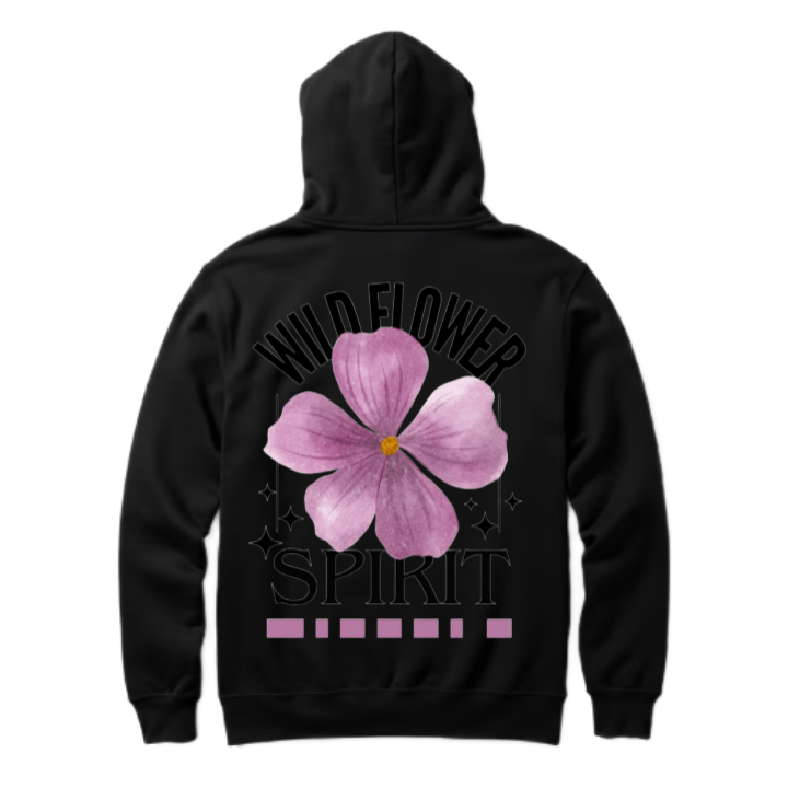 WILD FLOWER SPIRIT One Size hoodie Black Back 107