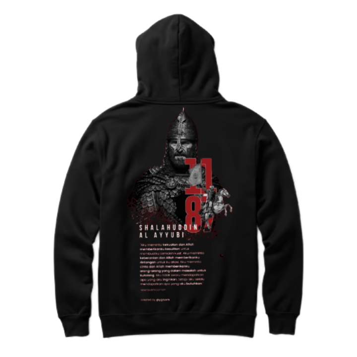 SHALAHUDDIN AL AYYUBI Back text oversize hoodie back 107