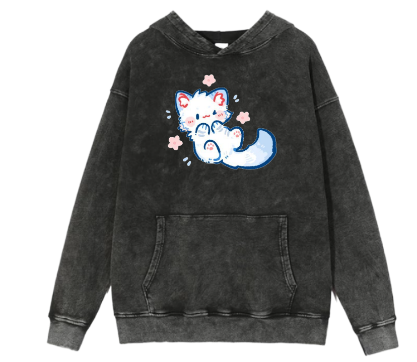 cat Oversize Hoodie Washed 108