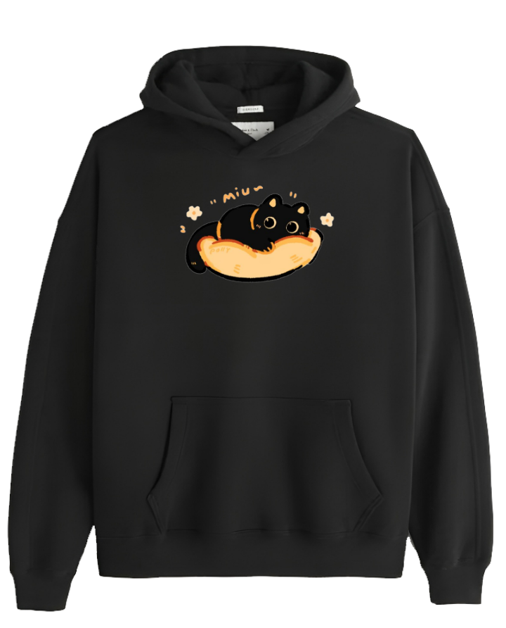 cat Oversize Hoodie Black 108