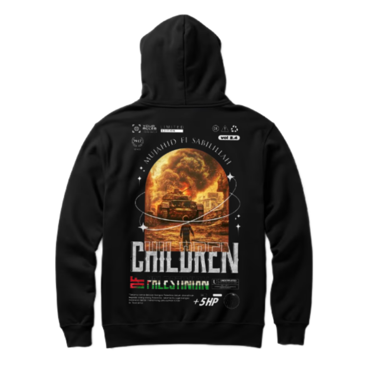 MUJAHID FI SABILILLAH Back text oversize hoodie back 108