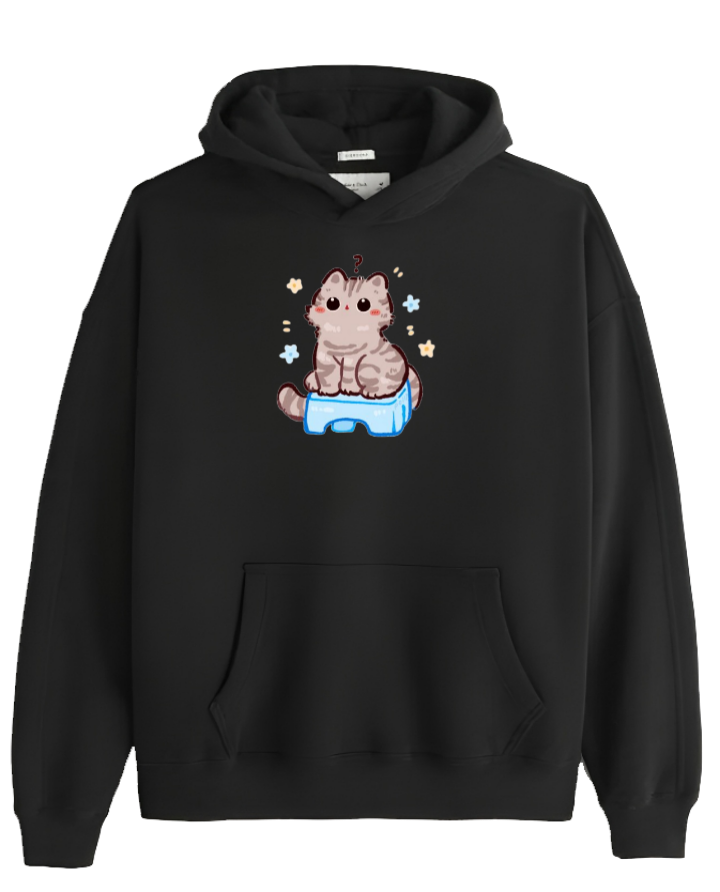 cat Oversize Hoodie Black 109