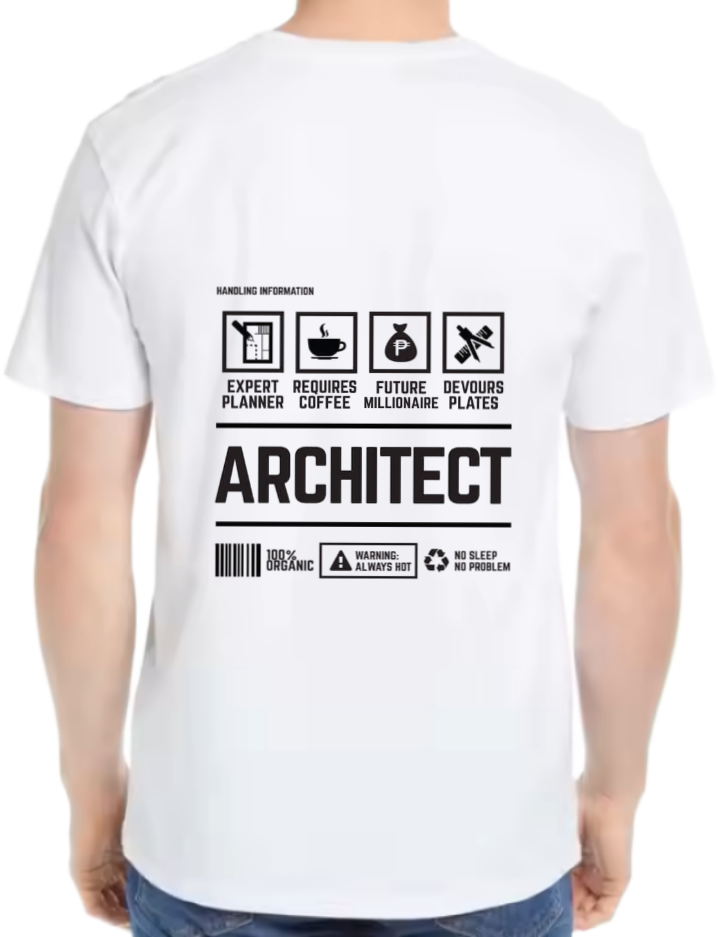 Architect Back text One Size t- shirt White Back 104