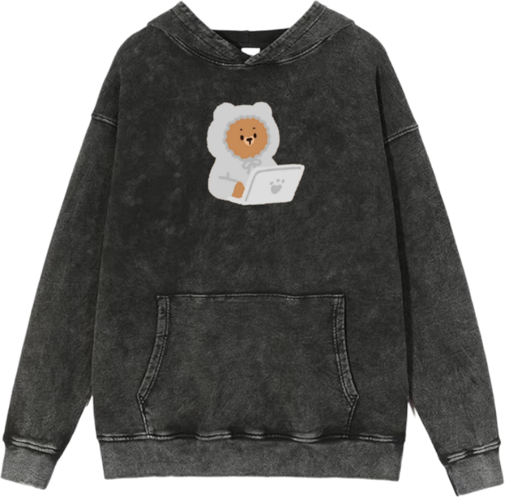 bear Oversize Hoodie Washed gray 10