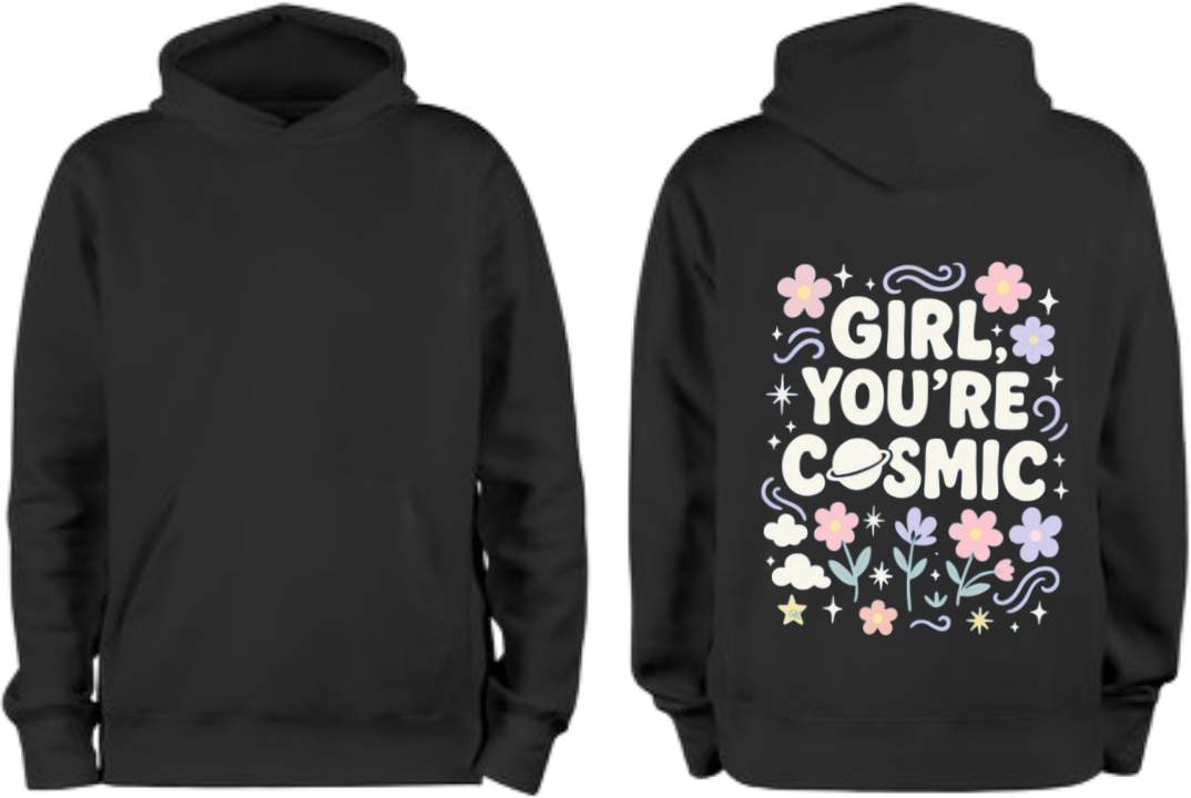GIRL + *YOU'RE COSMIC One Size hoodie Black Back 10