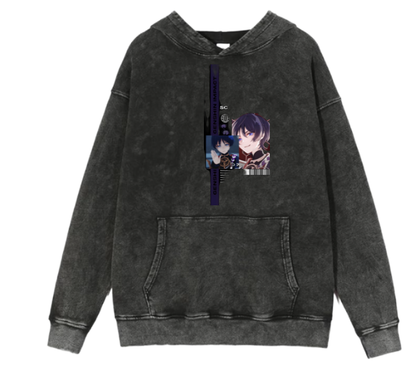 Genshin Impact Scaramouche Over Size hoodie Washed 10