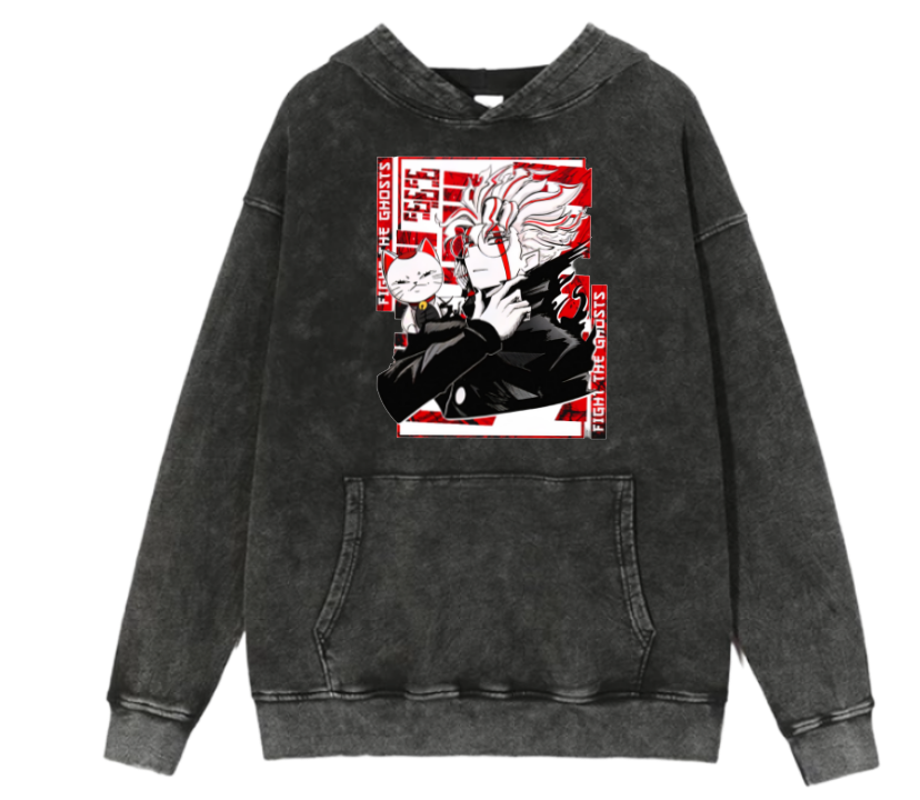 RANDOM ANIME GIRL Oversize Hoodie Washed gray 10