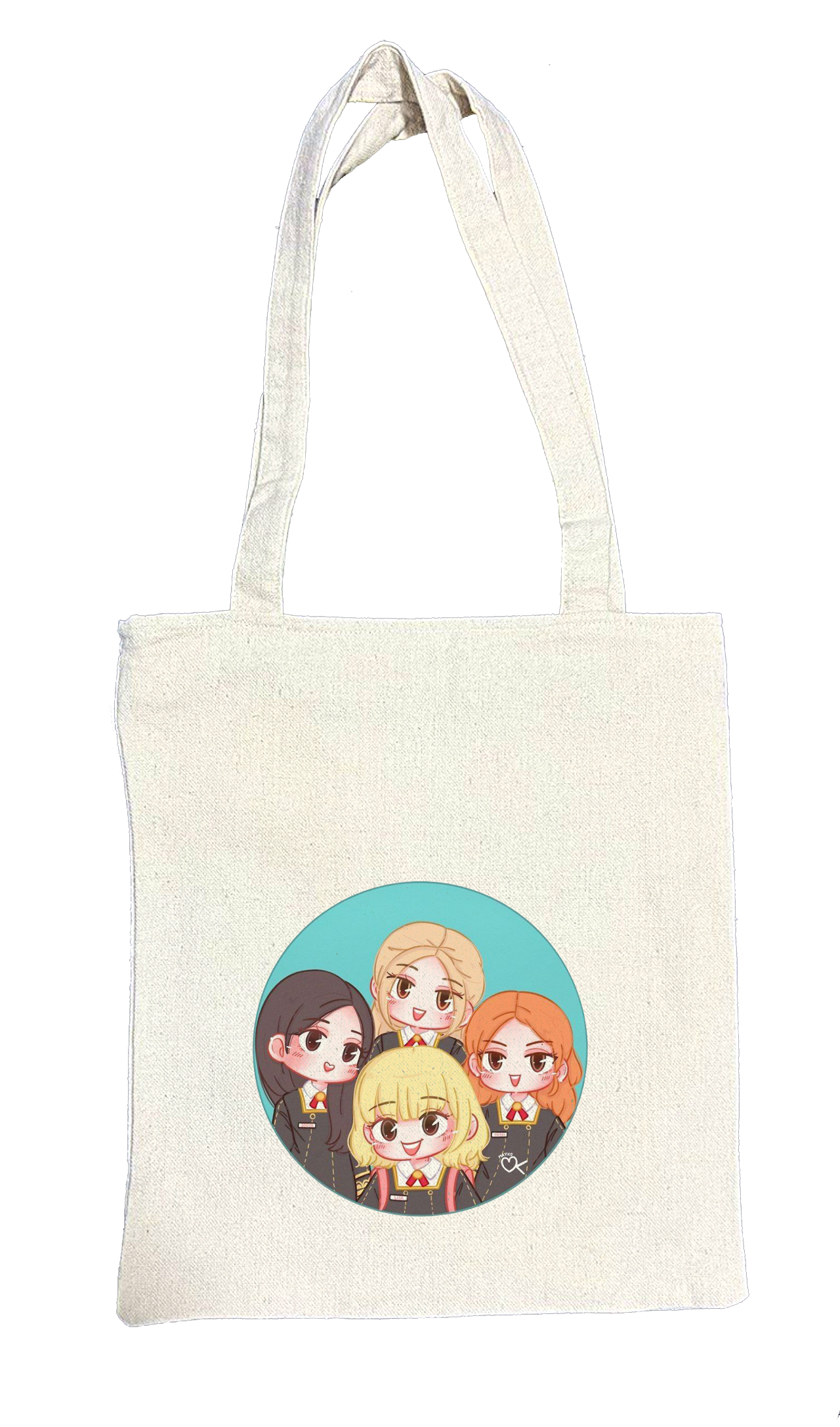 Black pink tote bag beige 9