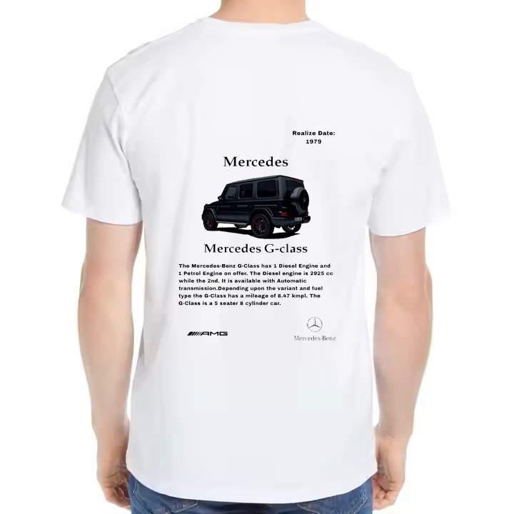 Mercedes G-Class Car t- shirt One Size White Back 9
