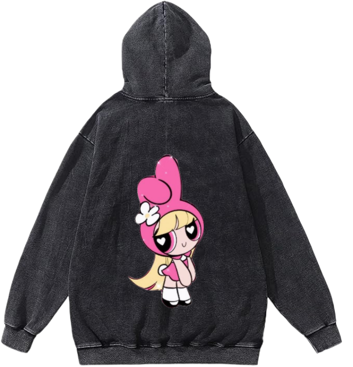 The Powerpuff Girls One Size hoodie Washed Back 10