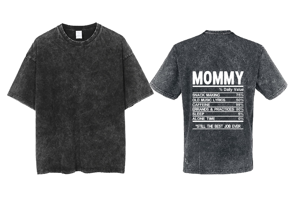 MOMMY Back text One Size t- shirt Washed Back 10
