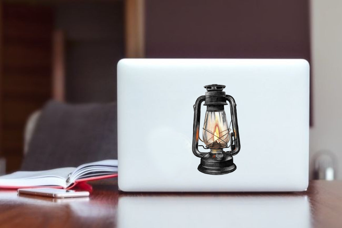 "Vintage Oil Lantern Art Sticker, Waterproof Vinyl Retro Lamp Decal for Laptop, Water Bottle, Hydro Flask, Skateboard, Luggage, Camping Souvenir Gifts"
