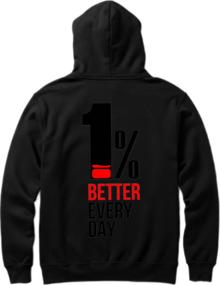 1% Better Every Day Over Size hoodie Black Back 48