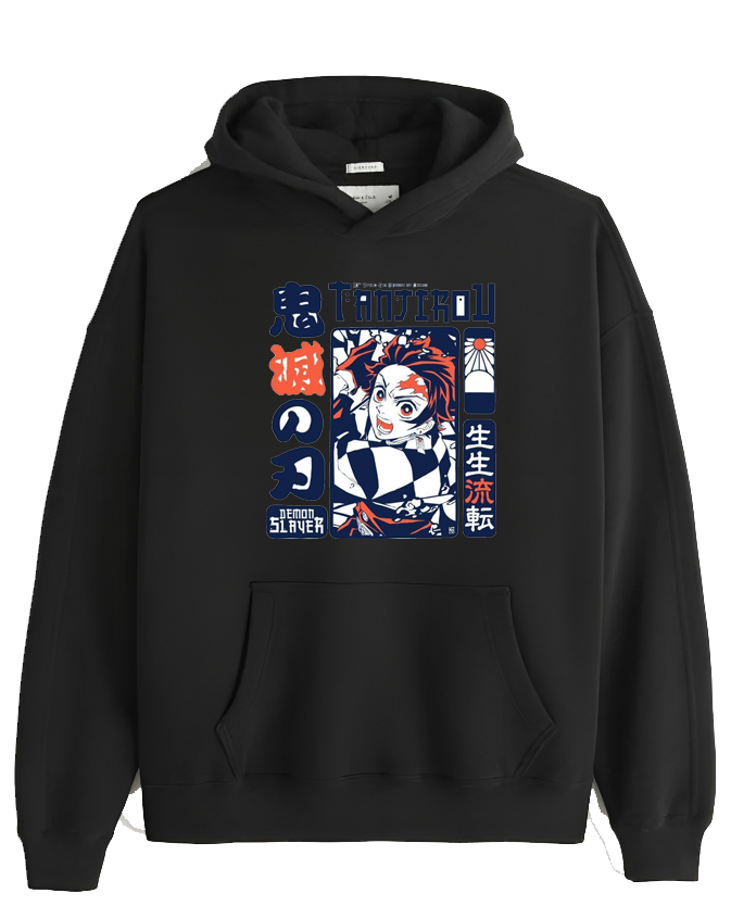 Anime Demon slayer nezuko tanjiro Oversize Hoodie Black 63