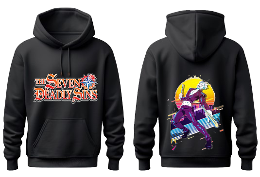 Anime Nanatsu no taizai seven deadly sins Oversize Hoodie Black Back 11