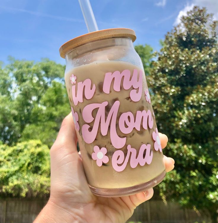 Mug with Wooden Lid and Clear Glass Straw: Practical for Juices and Ice Coffee Mother’s Day أو Positive Lifestyle