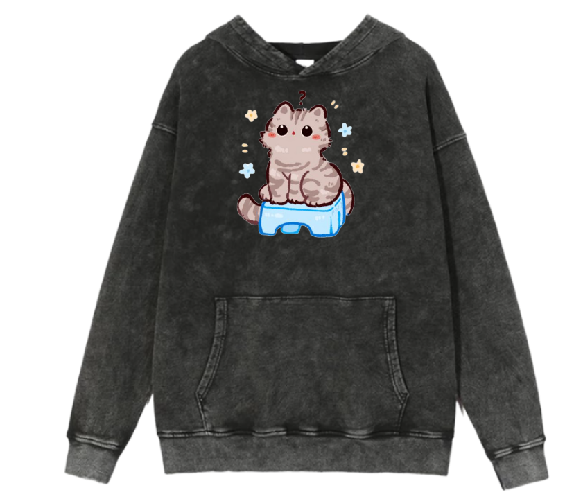 cat Oversize Hoodie Washed 110