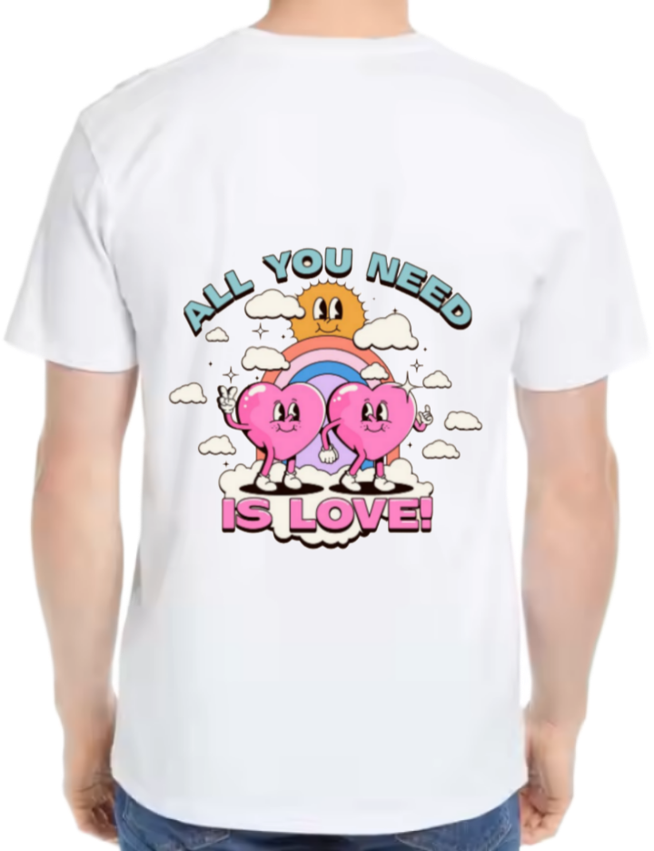 ALL YOU NEED t- shirt One Size White back 110