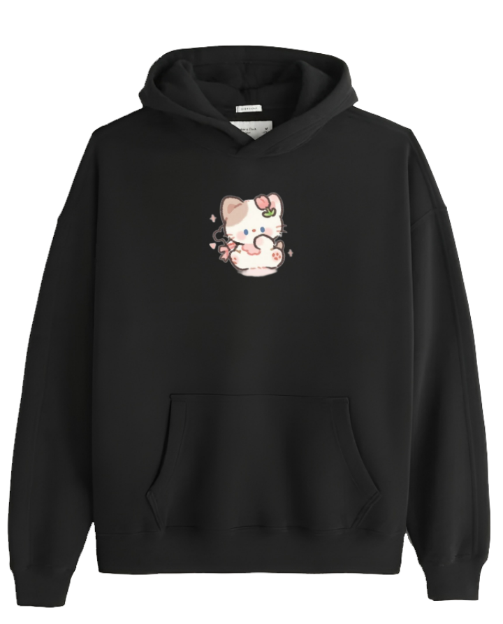 cat Oversize Hoodie Black 110