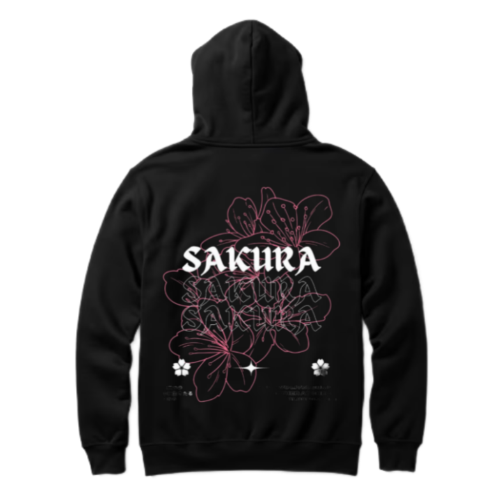 SAKURA One Size hoodie Black Back 111