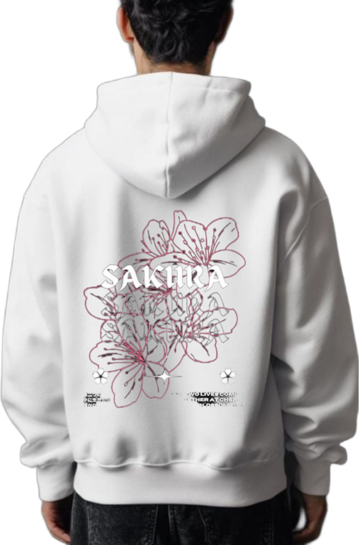 SAKURA One Size hoodie White Back 112