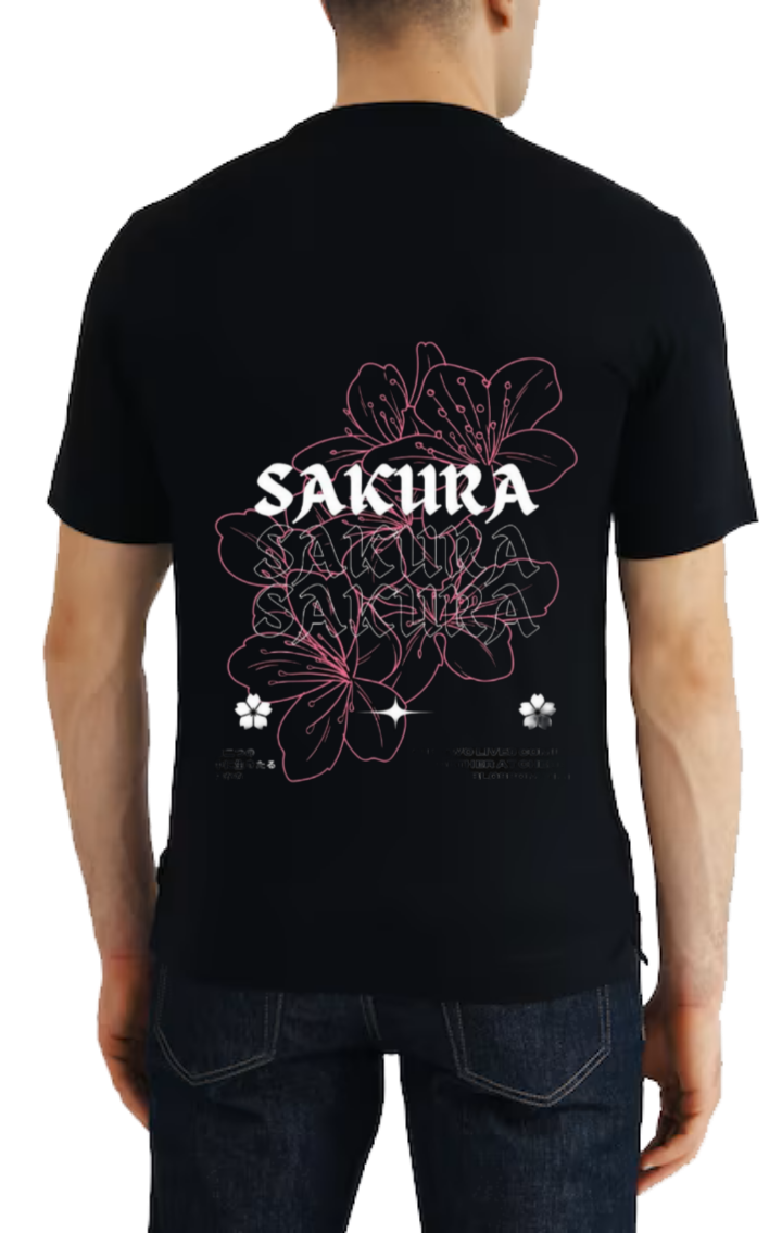 SAKURA t- shirt One Size Black back 113