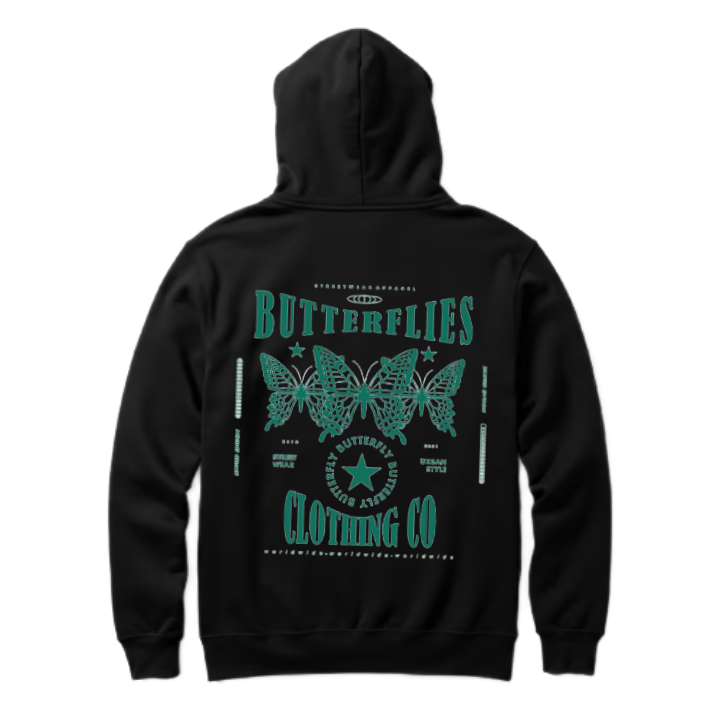 BUTTERFLIES One Size hoodie Black Back 114