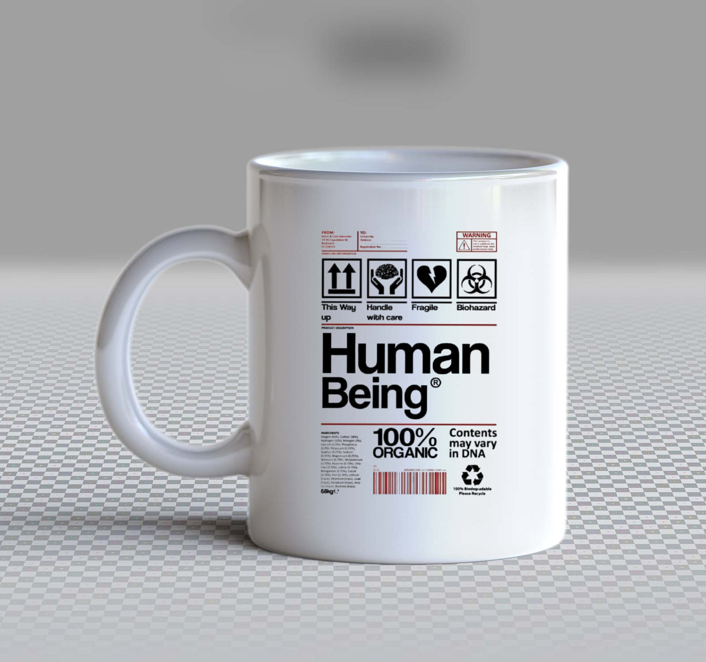 Human Being Back text Mug 114