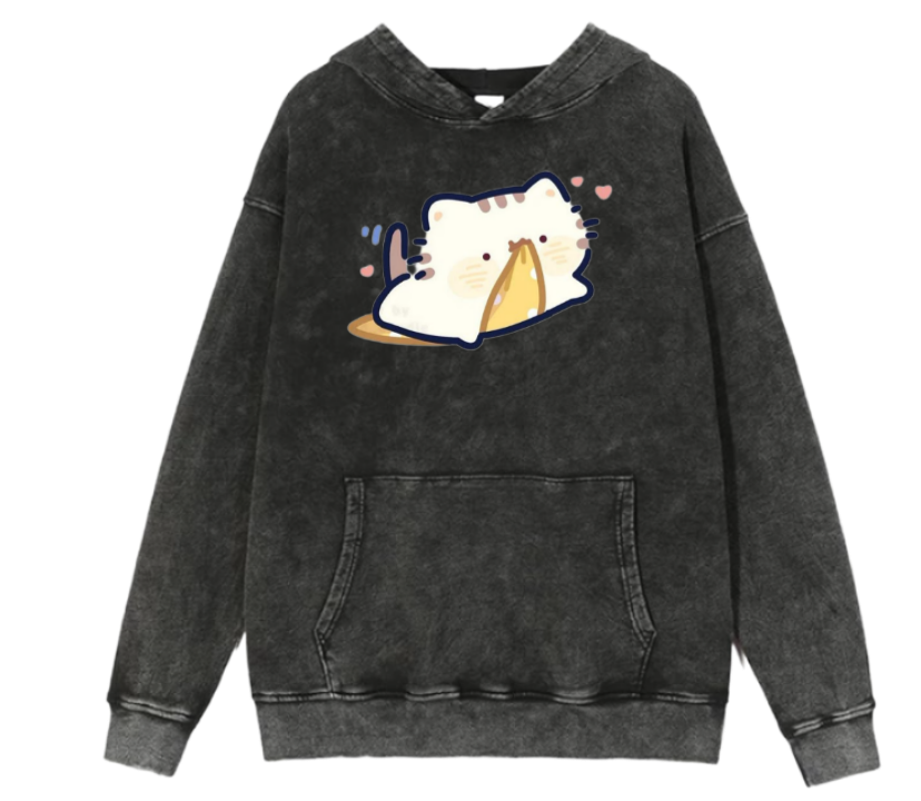 cat Oversize Hoodie Washed 114
