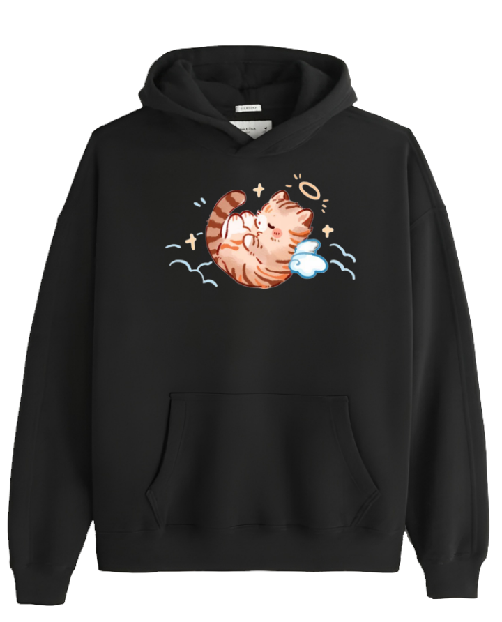 cat Oversize Hoodie Black 114
