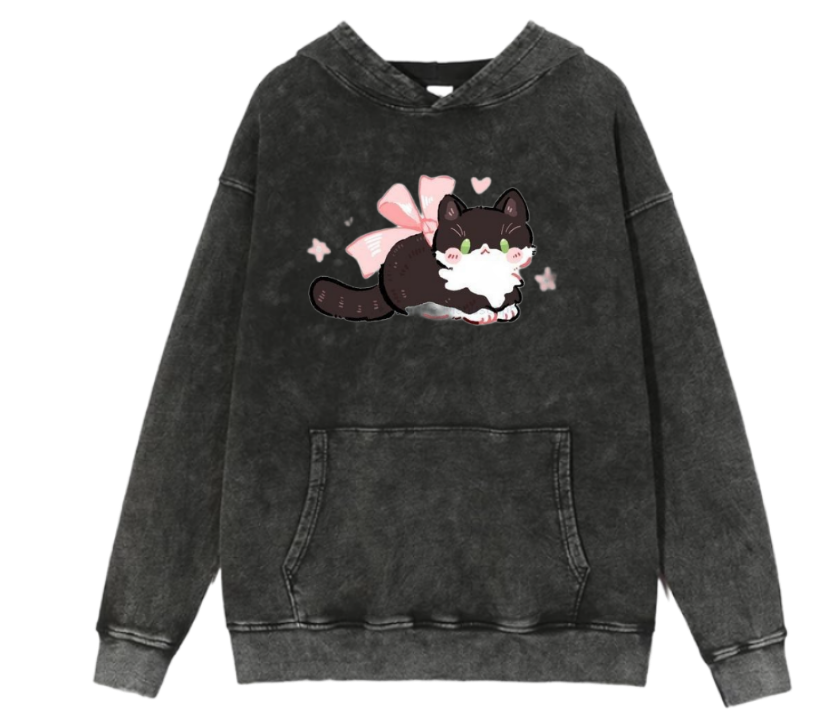 cat Oversize Hoodie Washed 115