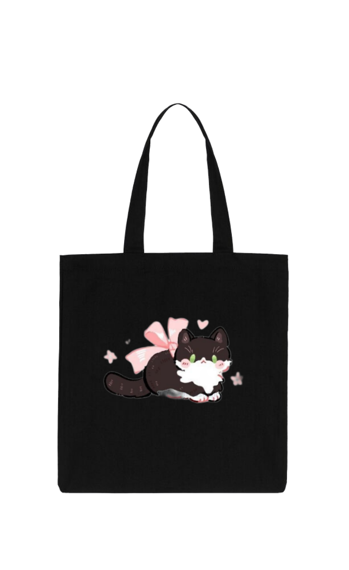 cat tote bag Black 115